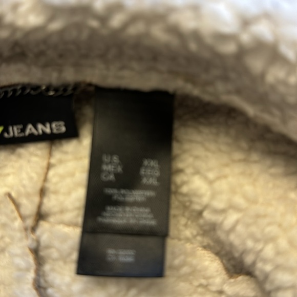 DKNY Jeans Donna Karen New York Tan Faux Suede Sherpa Lined Zip Up Jacket - Picture 9 of 9